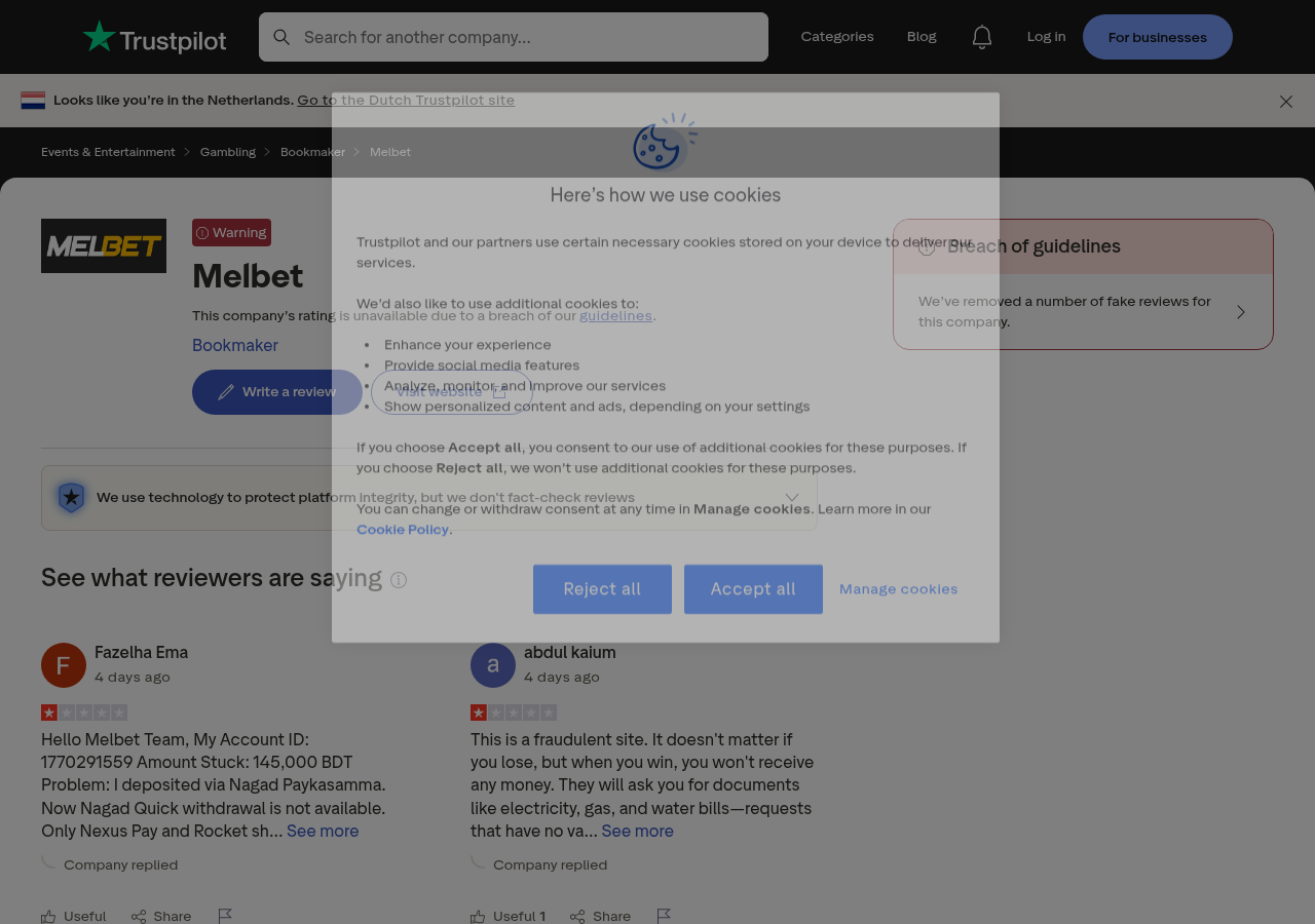 Captured dated user-review context for melbet.com